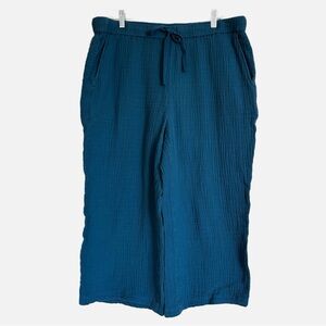 Eileen Fisher Breezy Cotton Gauze Wide Leg Textured Women’s Pants Size XL